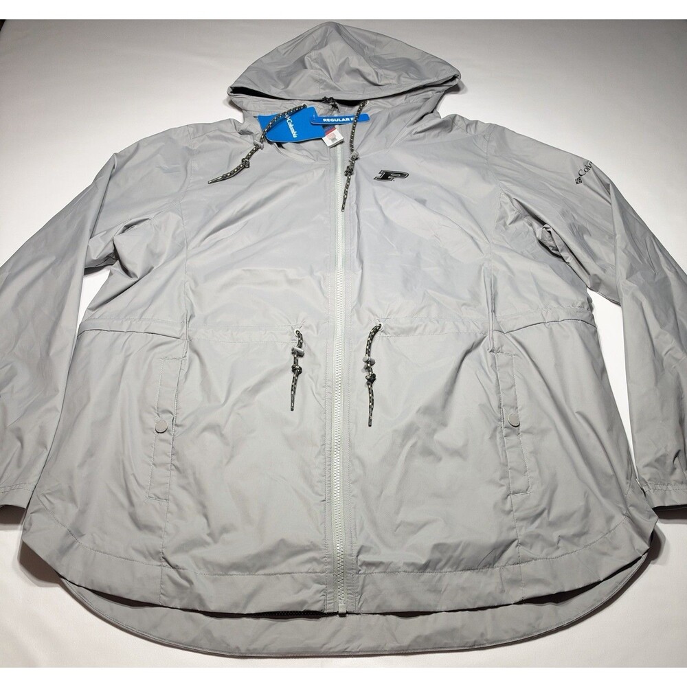 Purdue Boilermakers Columbia Lily Park Rain Jacket NCAA Women's XL Grey NWT New